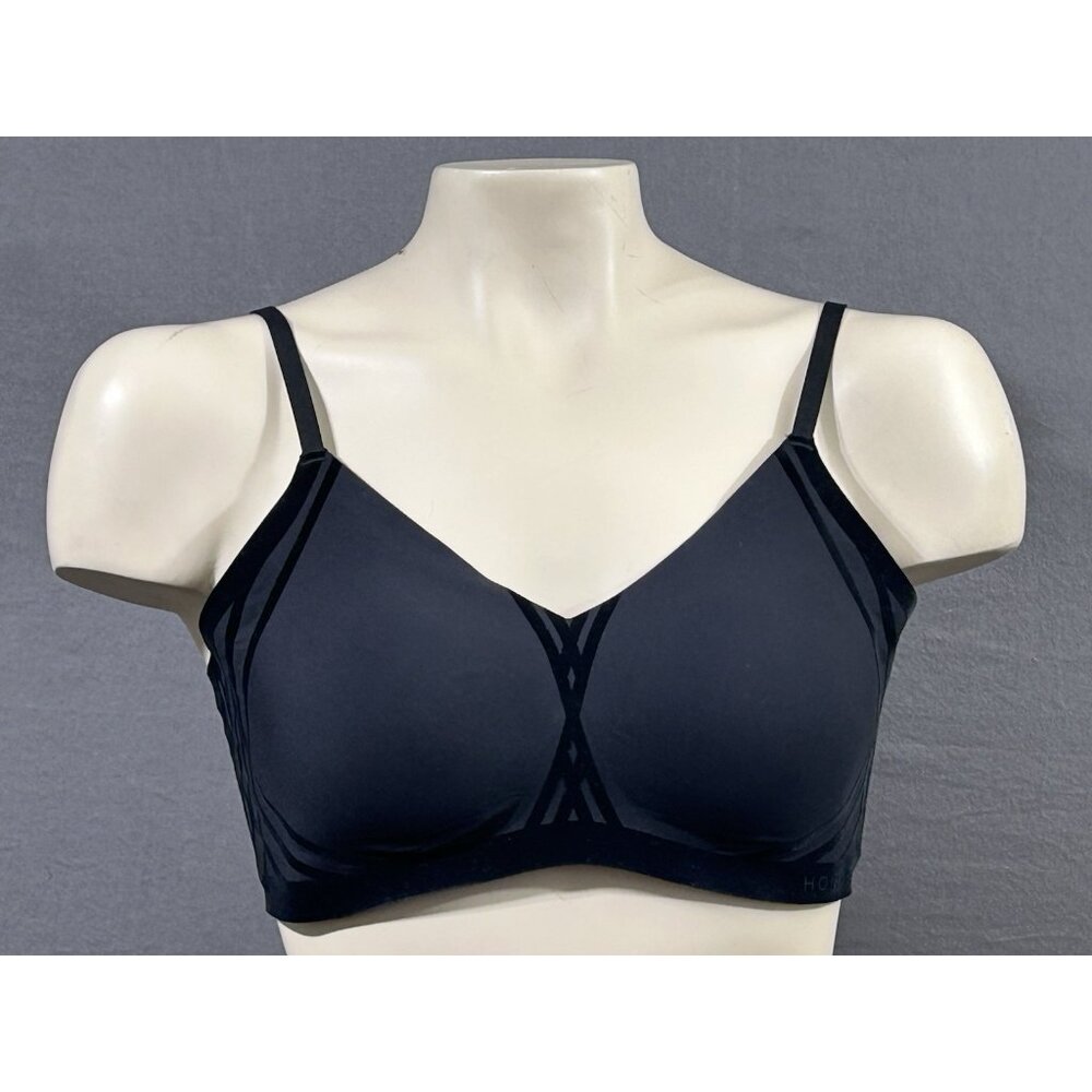 Honey Love Silhouette Bra Size XL Black Removable Pads Wireless